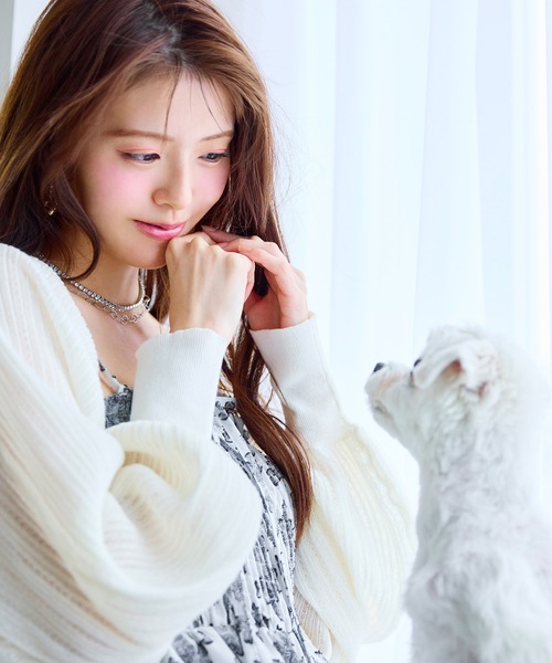 ROYAL PARTY（ロイヤルパーティー）の「シアーニットボレロ（カーディガン/ボレロ・レディース・ブラック/オフホワイト/グレー・FREE）」の8枚目の写真