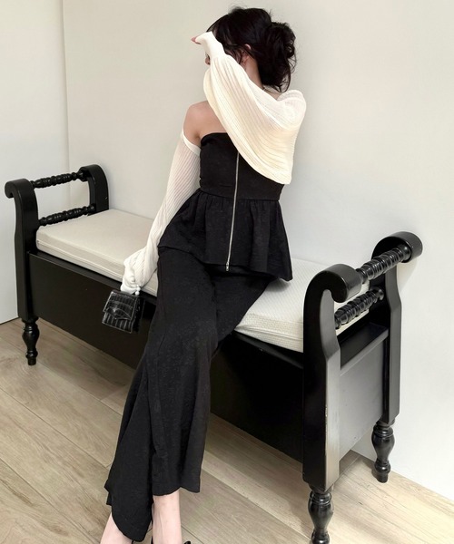 ROYAL PARTY（ロイヤルパーティー）の「シアーニットボレロ（カーディガン/ボレロ・レディース・ブラック/オフホワイト/グレー・FREE）」の5枚目の写真