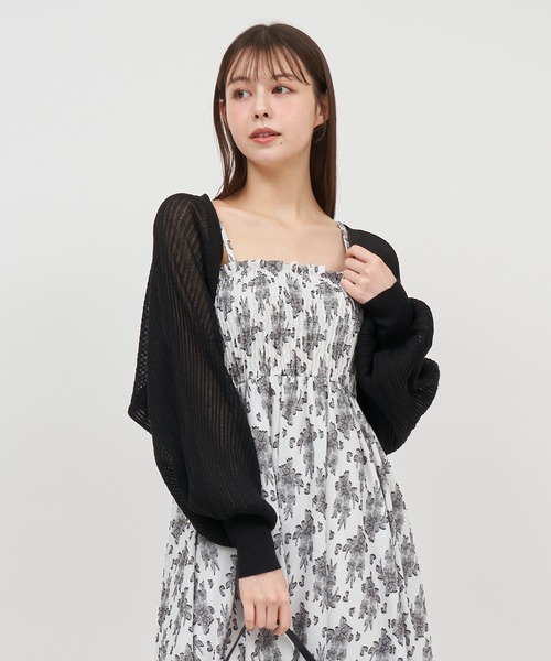 ROYAL PARTY（ロイヤルパーティー）の「シアーニットボレロ（カーディガン/ボレロ・レディース・ブラック/オフホワイト/グレー・FREE）」の14枚目の写真