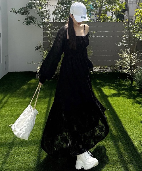 ROYAL PARTY（ロイヤルパーティー）の「シアーニットボレロ（カーディガン/ボレロ・レディース・ブラック/オフホワイト/グレー・FREE）」の6枚目の写真