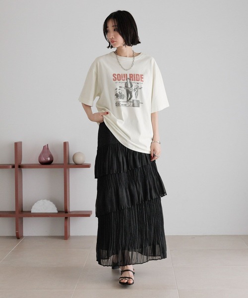 LOWRYS FARM（ローリーズファーム）の「アシメティアードプリーツスカート　 491113（スカート・レディース・ブラック/ブラウン/アイボリー/レオパード・FREE）」の5枚目の写真