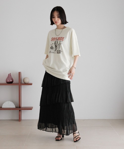 LOWRYS FARM（ローリーズファーム）の「アシメティアードプリーツスカート　 491113（スカート・レディース・ブラック/ブラウン/アイボリー/レオパード・FREE）」の7枚目の写真