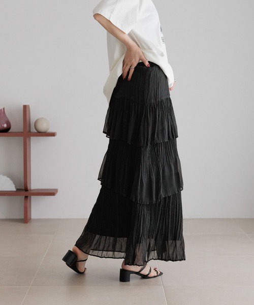 LOWRYS FARM（ローリーズファーム）の「アシメティアードプリーツスカート　 491113（スカート・レディース・ブラック/ブラウン/アイボリー/レオパード・FREE）」の9枚目の写真
