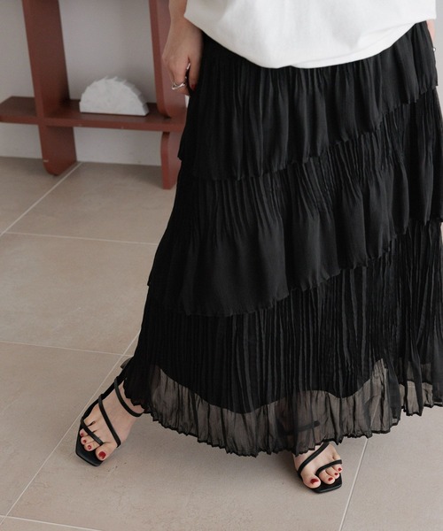 LOWRYS FARM（ローリーズファーム）の「アシメティアードプリーツスカート　 491113（スカート・レディース・ブラック/ブラウン/アイボリー/レオパード・FREE）」の10枚目の写真