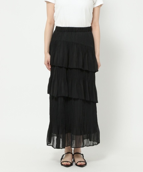 LOWRYS FARM（ローリーズファーム）の「アシメティアードプリーツスカート　 491113（スカート・レディース・ブラック/ブラウン/アイボリー/レオパード・FREE）」の18枚目の写真