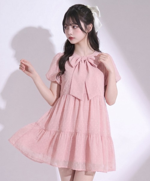 DearMyLoveRose(ディアマイラブローズ)の「シアードットチュニックティアードワンピース【大きいサイズ有り】(シャツワンピース・レディース・ホワイト/ベビーピンク/ブラック/ブルー・MEDIUM/LARGE/LL/3L)」の4枚目の写真