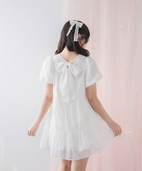 DearMyLoveRose(ディアマイラブローズ)の「シアードットチュニックティアードワンピース【大きいサイズ有り】(シャツワンピース・レディース・ホワイト/ベビーピンク/ブラック/ブルー・MEDIUM/LARGE/LL/3L)」の9枚目の写真