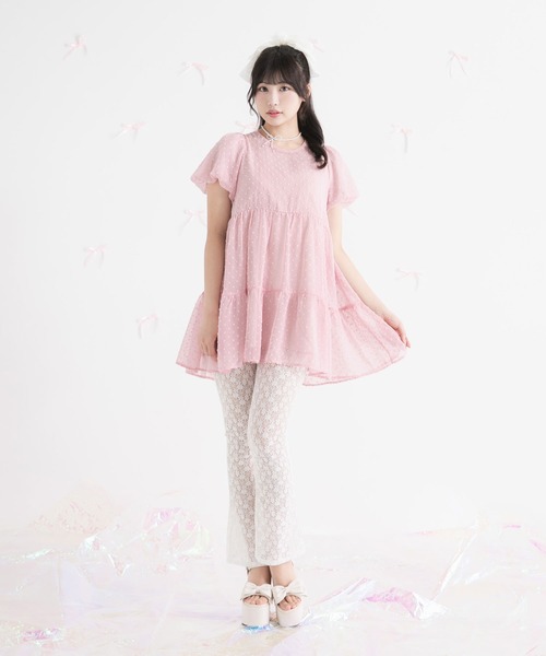 DearMyLoveRose(ディアマイラブローズ)の「シアードットチュニックティアードワンピース【大きいサイズ有り】(シャツワンピース・レディース・ホワイト/ベビーピンク/ブラック/ブルー・MEDIUM/LARGE/LL/3L)」の15枚目の写真