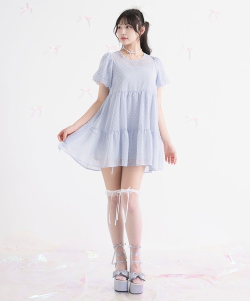 DearMyLoveRose(ディアマイラブローズ)の「シアードットチュニックティアードワンピース【大きいサイズ有り】(シャツワンピース・レディース・ホワイト/ベビーピンク/ブラック/ブルー・MEDIUM/LARGE/LL/3L)」の20枚目の写真