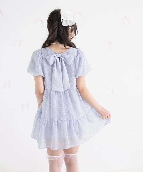 DearMyLoveRose(ディアマイラブローズ)の「シアードットチュニックティアードワンピース【大きいサイズ有り】(シャツワンピース・レディース・ホワイト/ベビーピンク/ブラック/ブルー・MEDIUM/LARGE/LL/3L)」の21枚目の写真