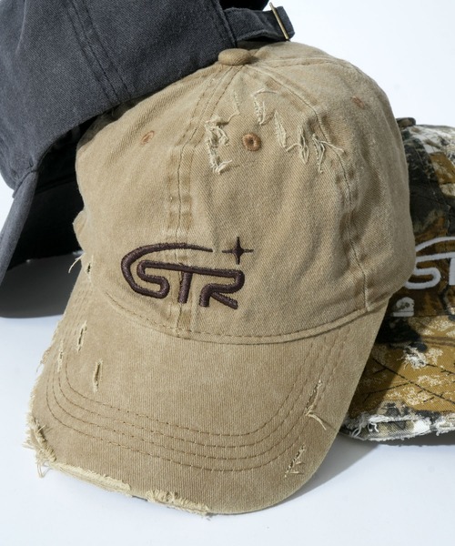 Starting Over（スターティングオーバー）の「【Starting Over/スターティングオーバー】ONE POINT LOGO DAMAGE PROCESSING PIGMENT CAP（キャップ・メンズ・ベージュ/カモフラージュ/ブラック・FREE）」の2枚目の写真