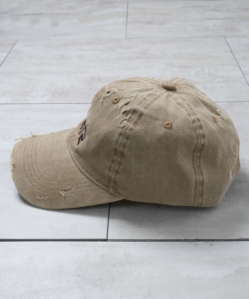 Starting Over（スターティングオーバー）の「【Starting Over/スターティングオーバー】ONE POINT LOGO DAMAGE PROCESSING PIGMENT CAP（キャップ・メンズ・ベージュ/カモフラージュ/ブラック・FREE）」の16枚目の写真