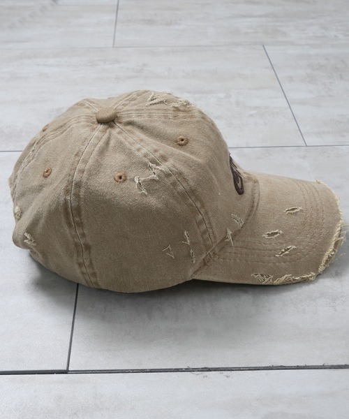 Starting Over（スターティングオーバー）の「【Starting Over/スターティングオーバー】ONE POINT LOGO DAMAGE PROCESSING PIGMENT CAP（キャップ・メンズ・ベージュ/カモフラージュ/ブラック・FREE）」の18枚目の写真