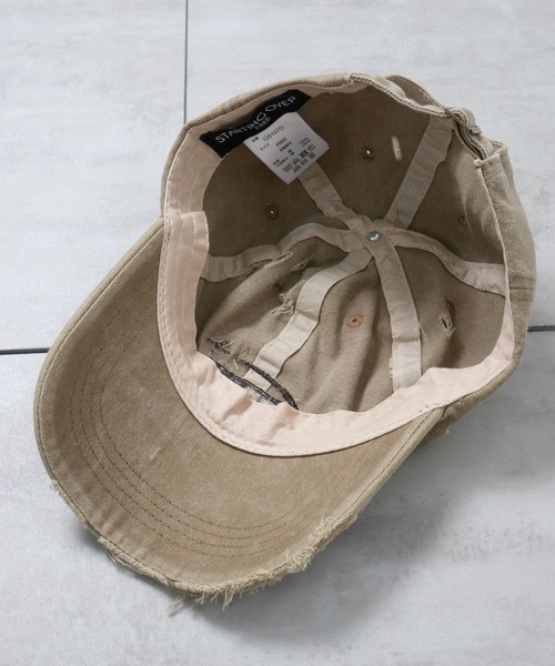 Starting Over（スターティングオーバー）の「【Starting Over/スターティングオーバー】ONE POINT LOGO DAMAGE PROCESSING PIGMENT CAP（キャップ・メンズ・ベージュ/カモフラージュ/ブラック・FREE）」の19枚目の写真