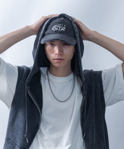 Starting Over（スターティングオーバー）の「【Starting Over/スターティングオーバー】ONE POINT LOGO DAMAGE PROCESSING PIGMENT CAP（キャップ・メンズ・ベージュ/カモフラージュ/ブラック・FREE）」の5枚目の写真