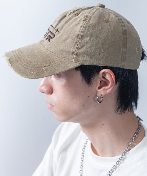 Starting Over（スターティングオーバー）の「【Starting Over/スターティングオーバー】ONE POINT LOGO DAMAGE PROCESSING PIGMENT CAP（キャップ・メンズ・ベージュ/カモフラージュ/ブラック・FREE）」の7枚目の写真