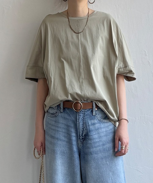 LBC(エルビーシー)の「シルケットバックギャザープルオーバー(Tシャツ/カットソー・レディース・テラコッタ/ホワイト/チャコール/カーキ・M)」の1枚目の写真