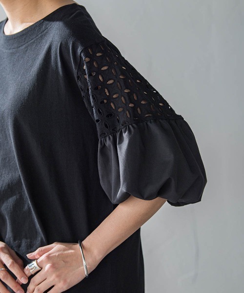 MAYSON GREY(メイソングレイ)の「【WEB限定】刺繍レーススリーブプルオーバー≪洗濯機で洗える≫(Tシャツ/カットソー・レディース・ホワイト/ブラック・M)」の12枚目の写真