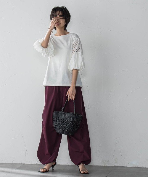 MAYSON GREY(メイソングレイ)の「【WEB限定】刺繍レーススリーブプルオーバー≪洗濯機で洗える≫(Tシャツ/カットソー・レディース・ホワイト/ブラック・M)」の18枚目の写真