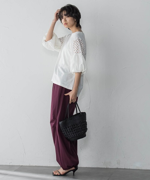 セール】【WEB限定】刺繍レーススリーブプルオーバー≪洗濯機で