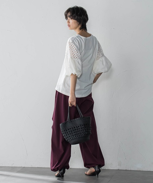 セール】【WEB限定】刺繍レーススリーブプルオーバー≪洗濯機で