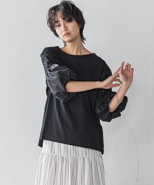 MAYSON GREY / メイソングレイ 【WEB限定】刺繍レーススリーブプルオーバー≪洗濯機で洗える≫ セール】【WEB限定】刺繍レーススリーブプルオーバー≪洗濯機で