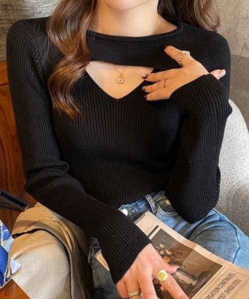 Beststore(ベストストア)の「ニットトップス デコルテ開きドッキングタートルネックニットセーター ハート形(ニット/セーター・レディース・ライトベージュ/ブラック/ブルー/ホワイト/ブラウン/ピンク/キャメル/オレンジ・FREE)」の14枚目の写真
