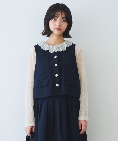 bulle de savon（ビュルデサボン）の「モールスキン ベスト（ベスト・レディース・ネイビー・FREE）」の4枚目の写真