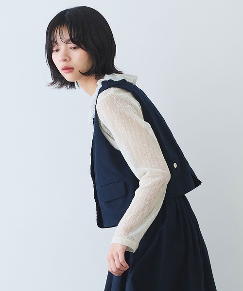 bulle de savon（ビュルデサボン）の「モールスキン ベスト（ベスト・レディース・ネイビー・FREE）」の9枚目の写真