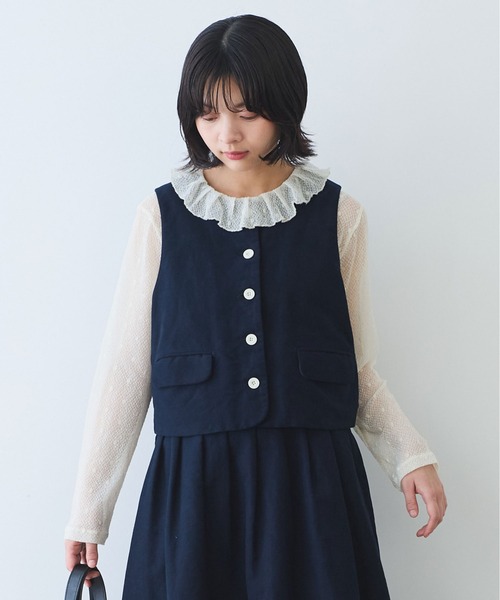 bulle de savon（ビュルデサボン）の「モールスキン ベスト（ベスト・レディース・ネイビー・FREE）」の7枚目の写真