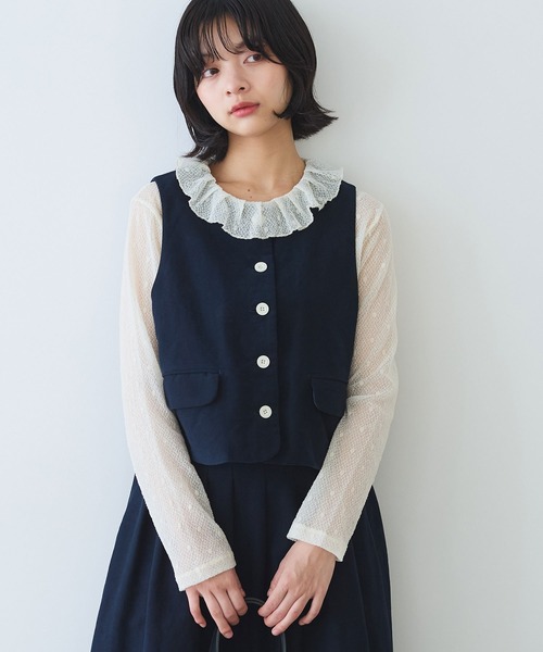 bulle de savon（ビュルデサボン）の「モールスキン ベスト（ベスト・レディース・ネイビー・FREE）」の3枚目の写真