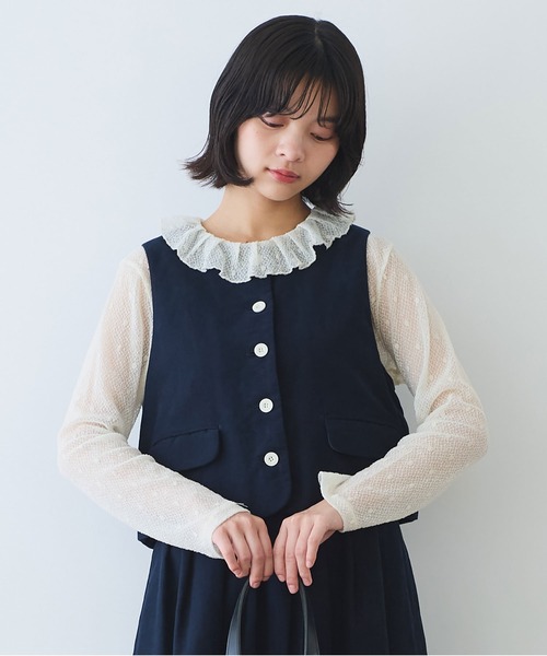 bulle de savon（ビュルデサボン）の「モールスキン ベスト（ベスト・レディース・ネイビー・FREE）」の2枚目の写真