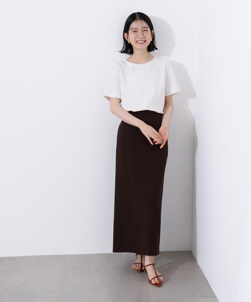 N.（N. Natural Beauty Basic）（エヌエヌナチュラルビューティーベーシック）の「シフォンラインＴブラウス（シャツ/ブラウス・レディース・グレイッシュベージュ/オフホワイト/ダークブルー・MEDIUM）」の10枚目の写真