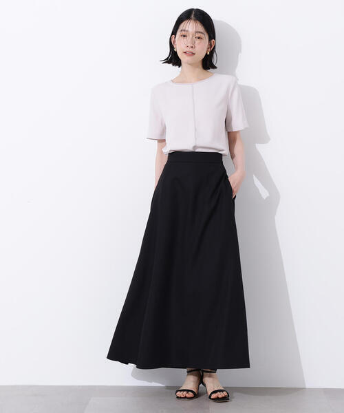 N.（N. Natural Beauty Basic）（エヌエヌナチュラルビューティーベーシック）の「シフォンラインＴブラウス（シャツ/ブラウス・レディース・グレイッシュベージュ/オフホワイト/ダークブルー・MEDIUM）」の8枚目の写真