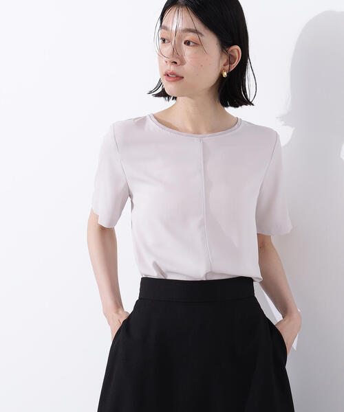 N.（N. Natural Beauty Basic）（エヌエヌナチュラルビューティーベーシック）の「シフォンラインＴブラウス（シャツ/ブラウス・レディース・グレイッシュベージュ/オフホワイト/ダークブルー・MEDIUM）」の13枚目の写真