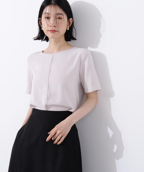 N.（N. Natural Beauty Basic）（エヌエヌナチュラルビューティーベーシック）の「シフォンラインＴブラウス（シャツ/ブラウス・レディース・グレイッシュベージュ/オフホワイト/ダークブルー・MEDIUM）」の22枚目の写真