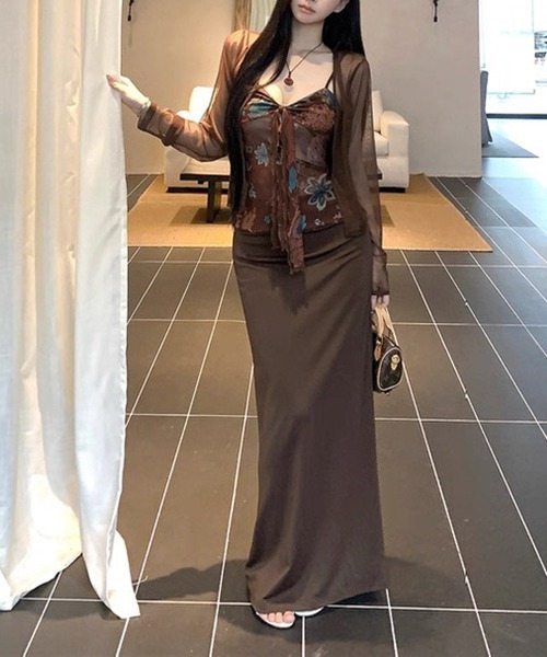 gossip!ロサンゼルス(ゴシップロサンゼルス)の「フロントリボン ボタニカルパターンキャミソール(キャミソール・レディース・パープル/ブラウン・M/L)」の7枚目の写真