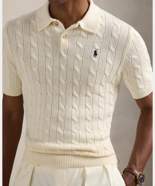 POLO RALPH LAUREN(ポロ ラルフ ローレン)の「ケーブルニット コットン ポロカラー セーター(ニット/セーター・メンズ・ナチュラル・M/S/L/XS)」の5枚目の写真