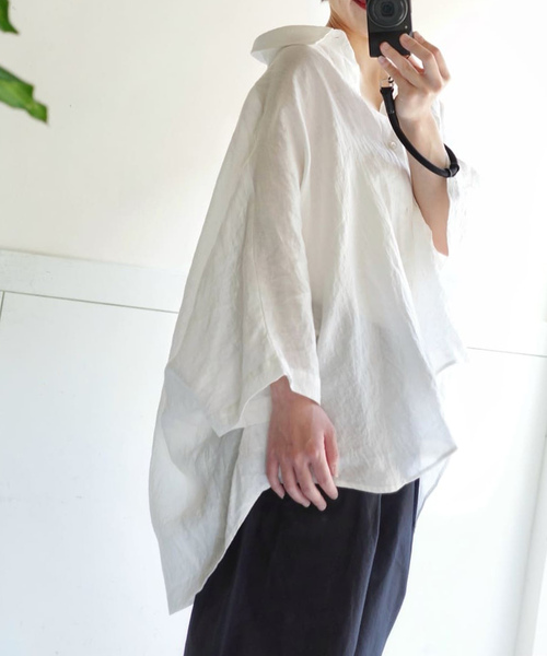JOURNAL STANDARD LUXE（ジャーナルスタンダード　ラックス）の「リネンキャンバス バルーンシャツ（シャツ/ブラウス・レディース・ブラック/ピンク/ブラウン/ホワイト・FREE）」の9枚目の写真