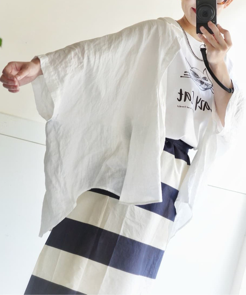 JOURNAL STANDARD LUXE（ジャーナルスタンダード　ラックス）の「リネンキャンバス バルーンシャツ（シャツ/ブラウス・レディース・ブラック/ピンク/ブラウン/ホワイト・FREE）」の10枚目の写真