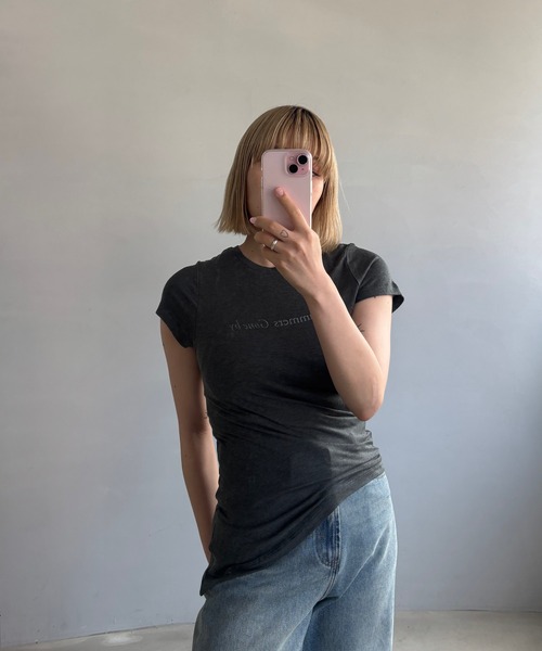 Fano Studios(ファノ ストゥディオズ)の「レタリング アシンメトリーヘム 半袖Tシャツ FX25S230【Fano Studios】(Tシャツ/カットソー・レディース・チャコール・L/M/S)」の16枚目の写真
