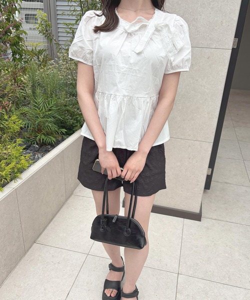 frunco(フランコ)の「【ZOZO限定】サイドリボンブラウス(シャツ/ブラウス・レディース・ホワイト/ブルー・MEDIUM)」の6枚目の写真