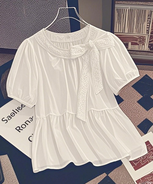 frunco(フランコ)の「【ZOZO限定】サイドリボンブラウス(シャツ/ブラウス・レディース・ホワイト/ブルー・MEDIUM)」の8枚目の写真