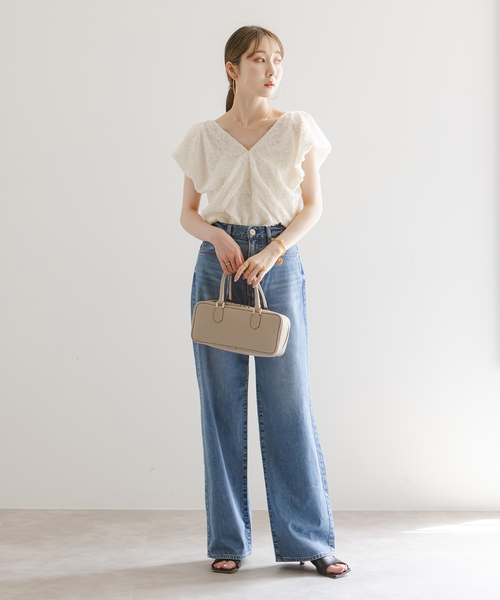 Noble（ノーブル）の「【洗える】レオパードジャガードデコルテVブラウス（シャツ/ブラウス・レディース・ホワイト系その他/キャメル・FREE）」の6枚目の写真