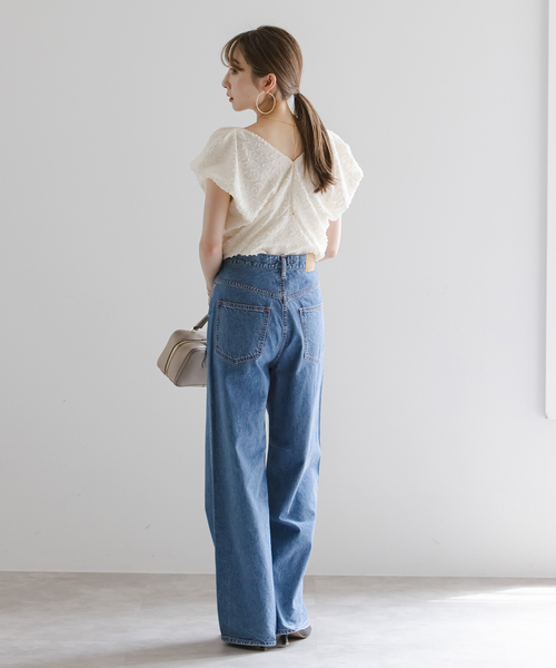 Noble（ノーブル）の「【洗える】レオパードジャガードデコルテVブラウス（シャツ/ブラウス・レディース・ホワイト系その他/キャメル・FREE）」の7枚目の写真