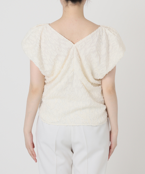 洗える】レオパードジャガードデコルテVブラウス（シャツ/ブラウス