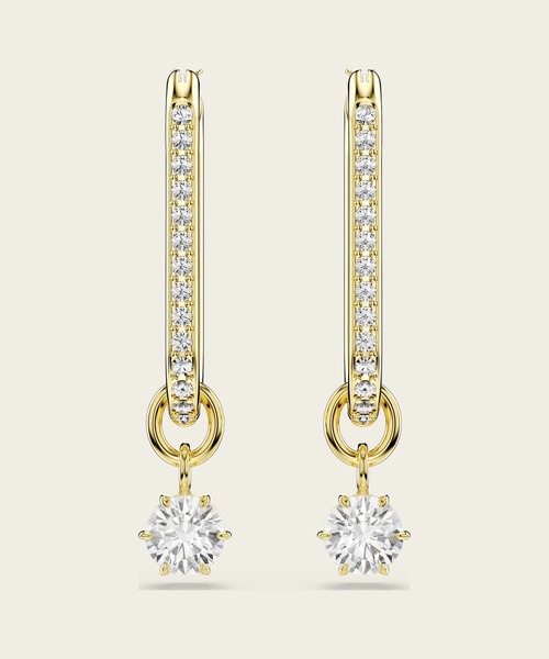 SWAROVSKI(スワロフスキー)の「【公式】【スワロフスキー】Constella ドロップピアス, ラウンドカット, ホワイト, ゴールドトーン・プレーティング(ピアス(両耳用)・レディース・ホワイト・ONESIZE)」の3枚目の写真