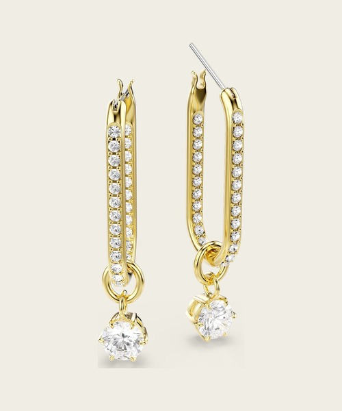 SWAROVSKI(スワロフスキー)の「【公式】【スワロフスキー】Constella ドロップピアス, ラウンドカット, ホワイト, ゴールドトーン・プレーティング(ピアス(両耳用)・レディース・ホワイト・ONESIZE)」の4枚目の写真