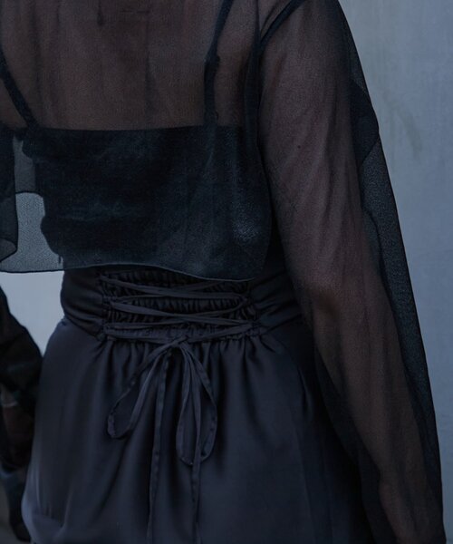 Mavie..7（メヴィセットゥ）の「【Mavie..7】フロントチェーンシアーカーデ（Tシャツ/カットソー・レディース・ブラック/オフホワイト・FREE）」の20枚目の写真