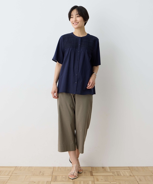 DECOY SINCE 1981（デコイシンスイチキュウハチイチ）の「インド綿レースブラウス（シャツ/ブラウス・レディース・ネイビー/ホワイト・9号/11号/13号/17号/15号）」の5枚目の写真